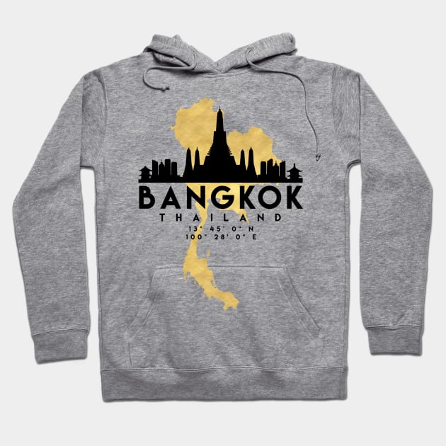 Bangkok Thailand Skyline Map Art Hoodie by deificusArt